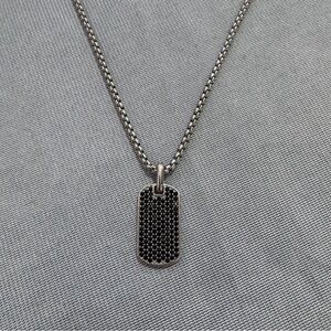 David Yurman Silver Necklace with Black Pendant